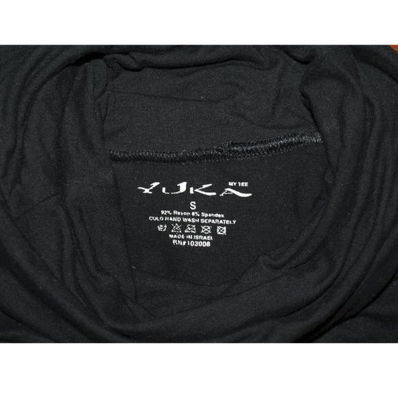 YUKA cowl neck sleeve striped black top sz S - Picture 5 of 5